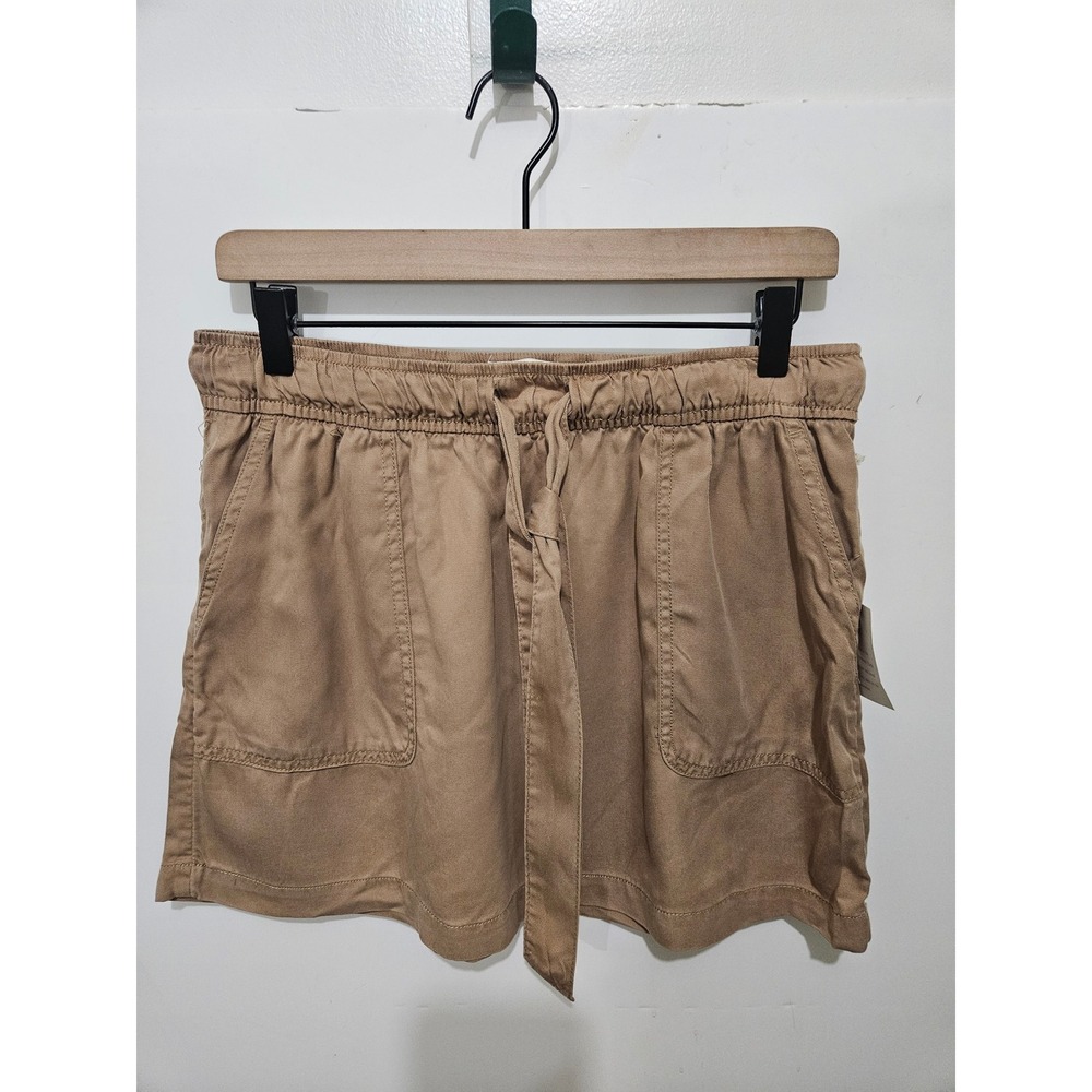 Cynthia Rowley Tan Khaki Lyocell Drawstring Shorts Women Large Vintage Look New